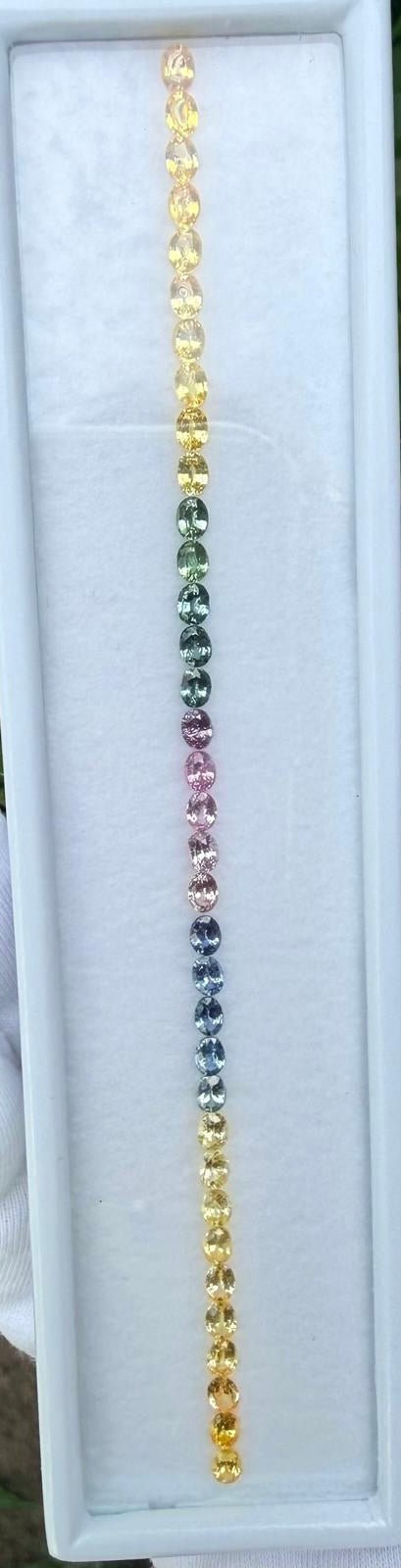 Natural Rainbow Sapphire Layout 7.35 Carat Ceylon Oval Cut VVS Loose Sapphire Set for Bespoke Jewelry - Sapphirepal