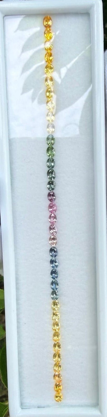 Natural Rainbow Sapphire Layout 7.35 Carat Ceylon Oval Cut VVS Loose Sapphire Set for Bespoke Jewelry - Sapphirepal