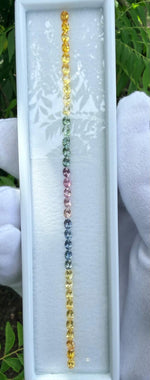 Natural Rainbow Sapphire Layout 7.35 Carat Ceylon Oval Cut VVS Loose Sapphire Set for Bespoke Jewelry - Sapphirepal