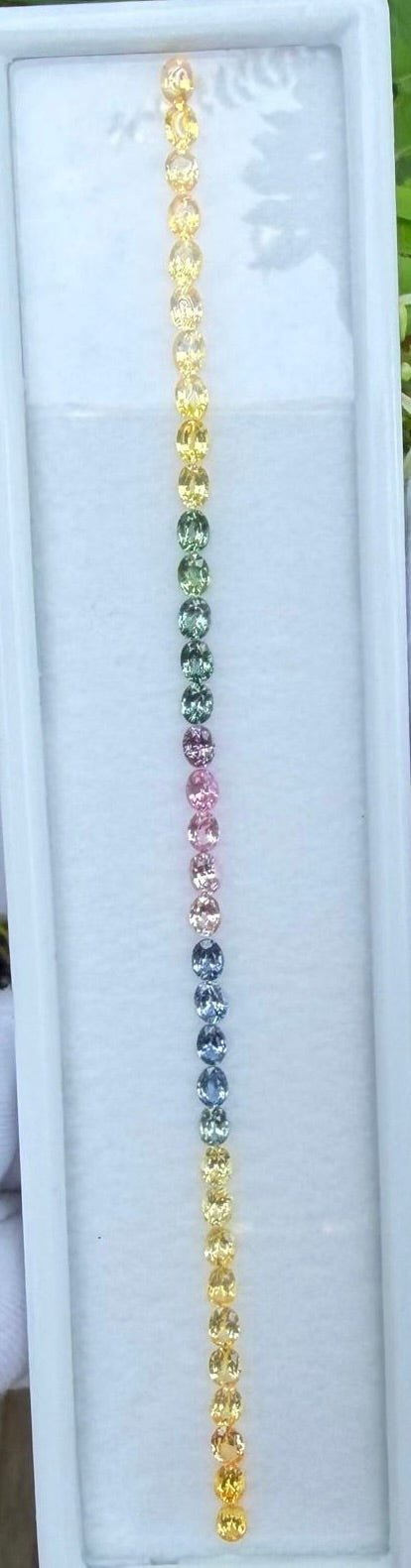 Natural Rainbow Sapphire Layout 7.35 Carat Ceylon Oval Cut VVS Loose Sapphire Set for Bespoke Jewelry - Sapphirepal