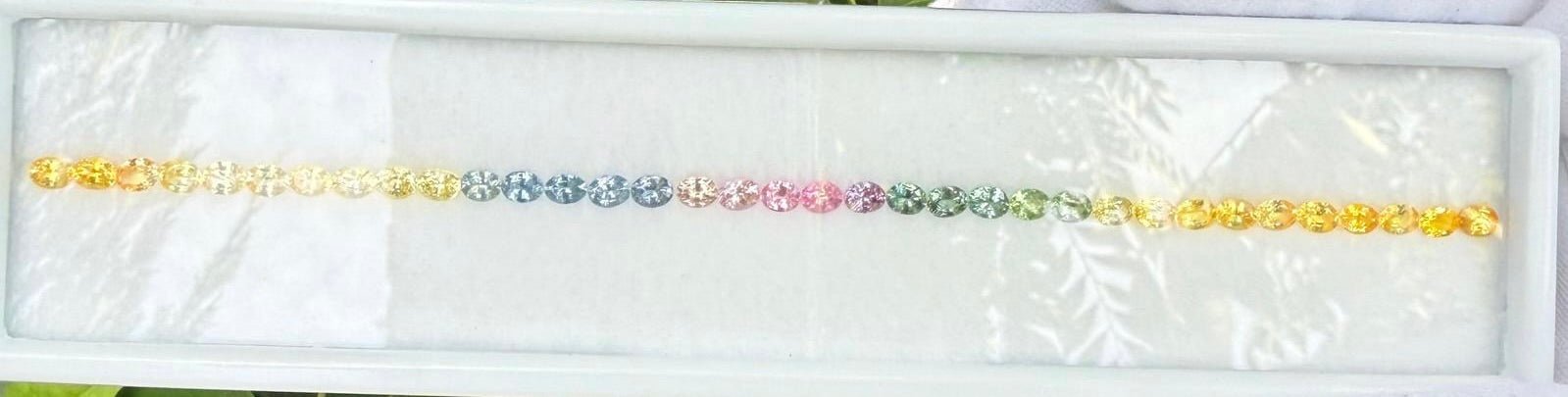 Natural Rainbow Sapphire Layout 7.35 Carat Ceylon Oval Cut VVS Loose Sapphire Set for Bespoke Jewelry - Sapphirepal