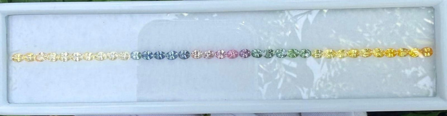 Natural Rainbow Sapphire Layout 7.35 Carat Ceylon Oval Cut VVS Loose Sapphire Set for Bespoke Jewelry - Sapphirepal