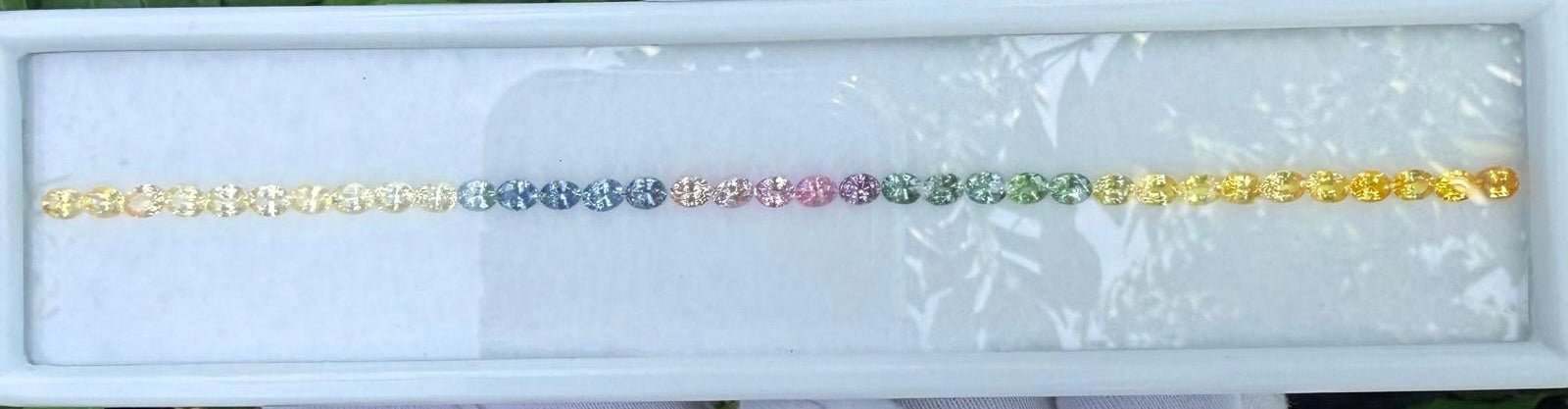 Natural Rainbow Sapphire Layout 7.35 Carat Ceylon Oval Cut VVS Loose Sapphire Set for Bespoke Jewelry - Sapphirepal