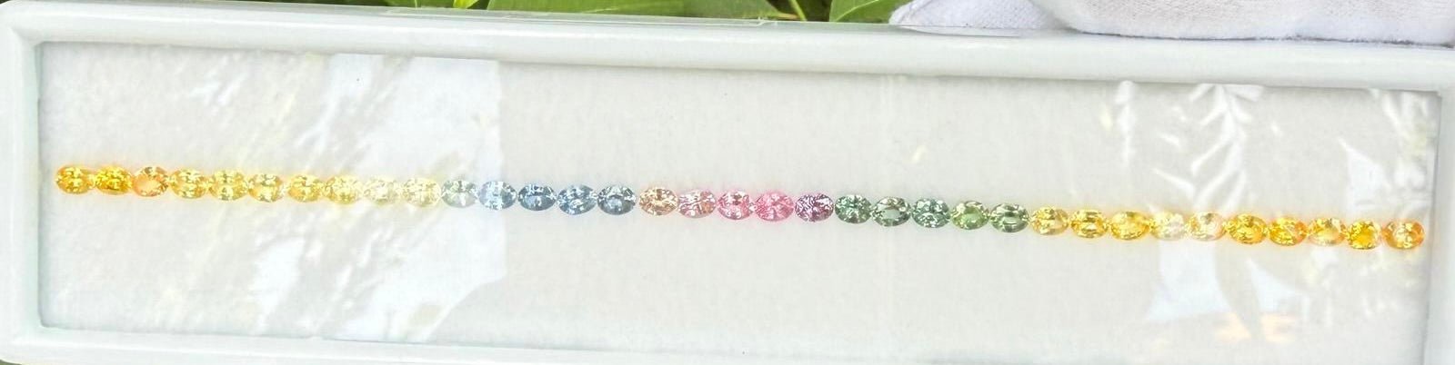 Natural Rainbow Sapphire Layout 7.35 Carat Ceylon Oval Cut VVS Loose Sapphire Set for Bespoke Jewelry - Sapphirepal