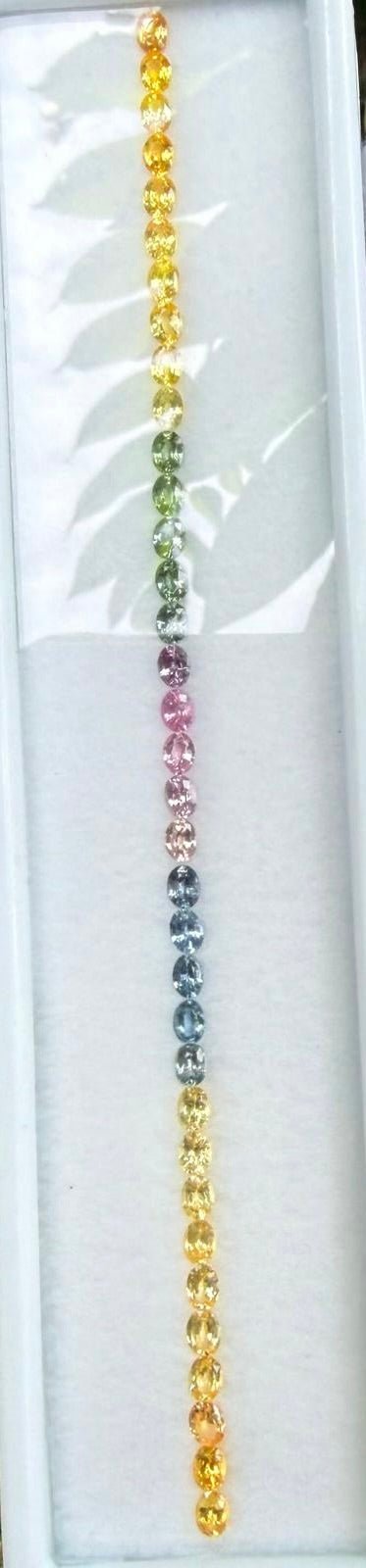 Natural Rainbow Sapphire Layout 7.35 Carat Ceylon Oval Cut VVS Loose Sapphire Set for Bespoke Jewelry - Sapphirepal