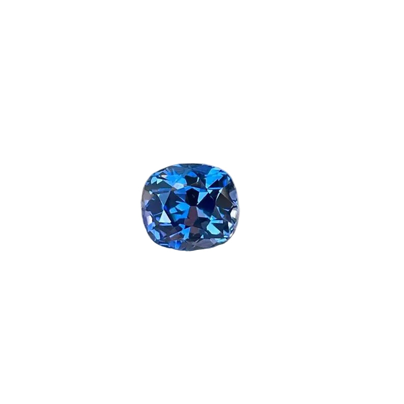 1.10 ct natural royal blue sapphire, Ceylon origin, cushion 6.12 × 5.48 × 4.03 mm, VVS clarity