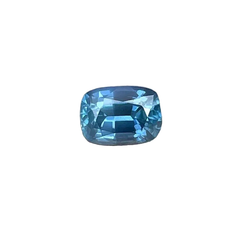 0.80 ct natural teal blue sapphire, Madagascar origin, cushion 6.09 × 4.49 × 3.13 mm, VS clarity, unheated