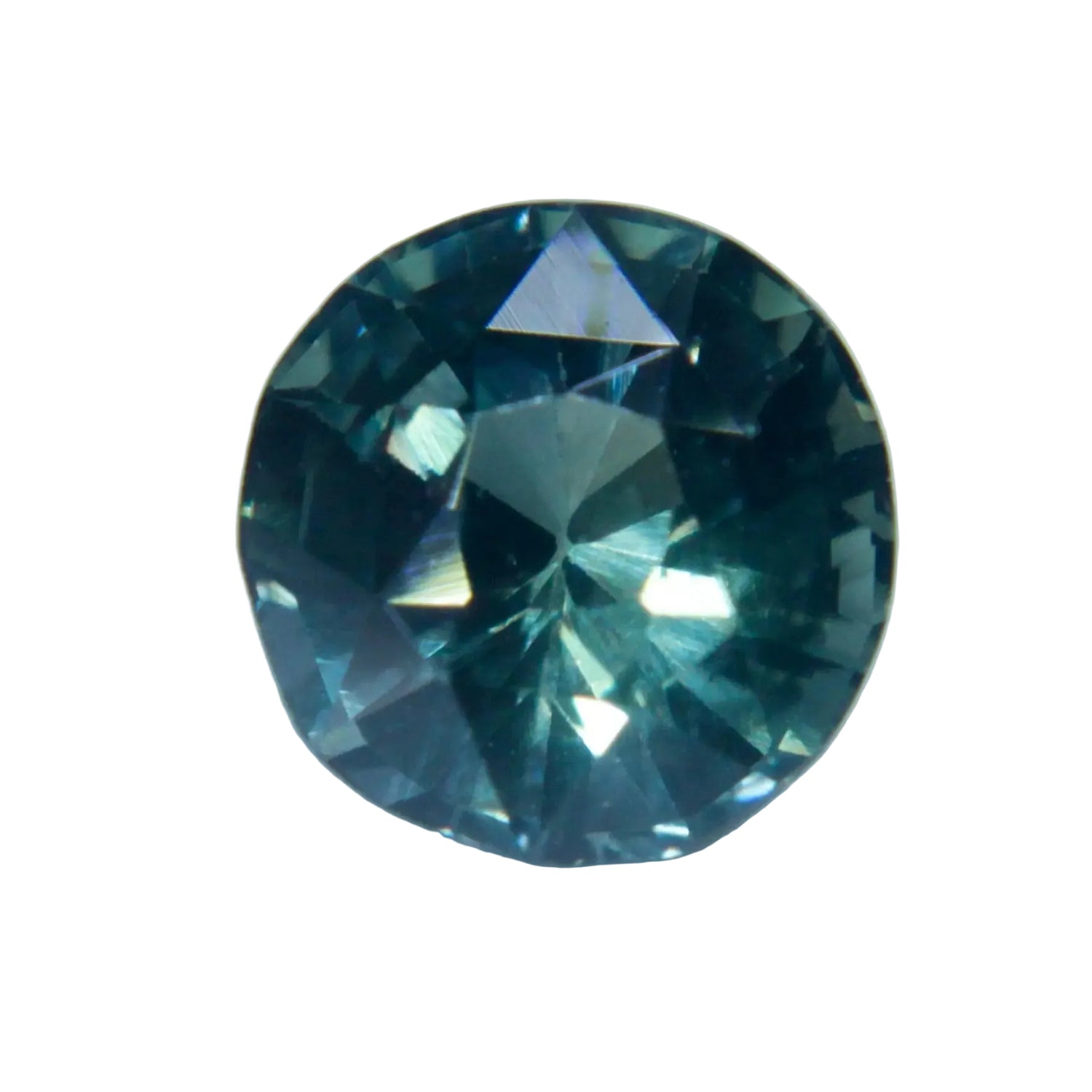 Natural teal green sapphire 1.04 carat round cut from Ceylon