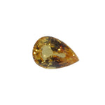 Ceylon yellow sapphire on calipers at 6.00 × 4.00 mm