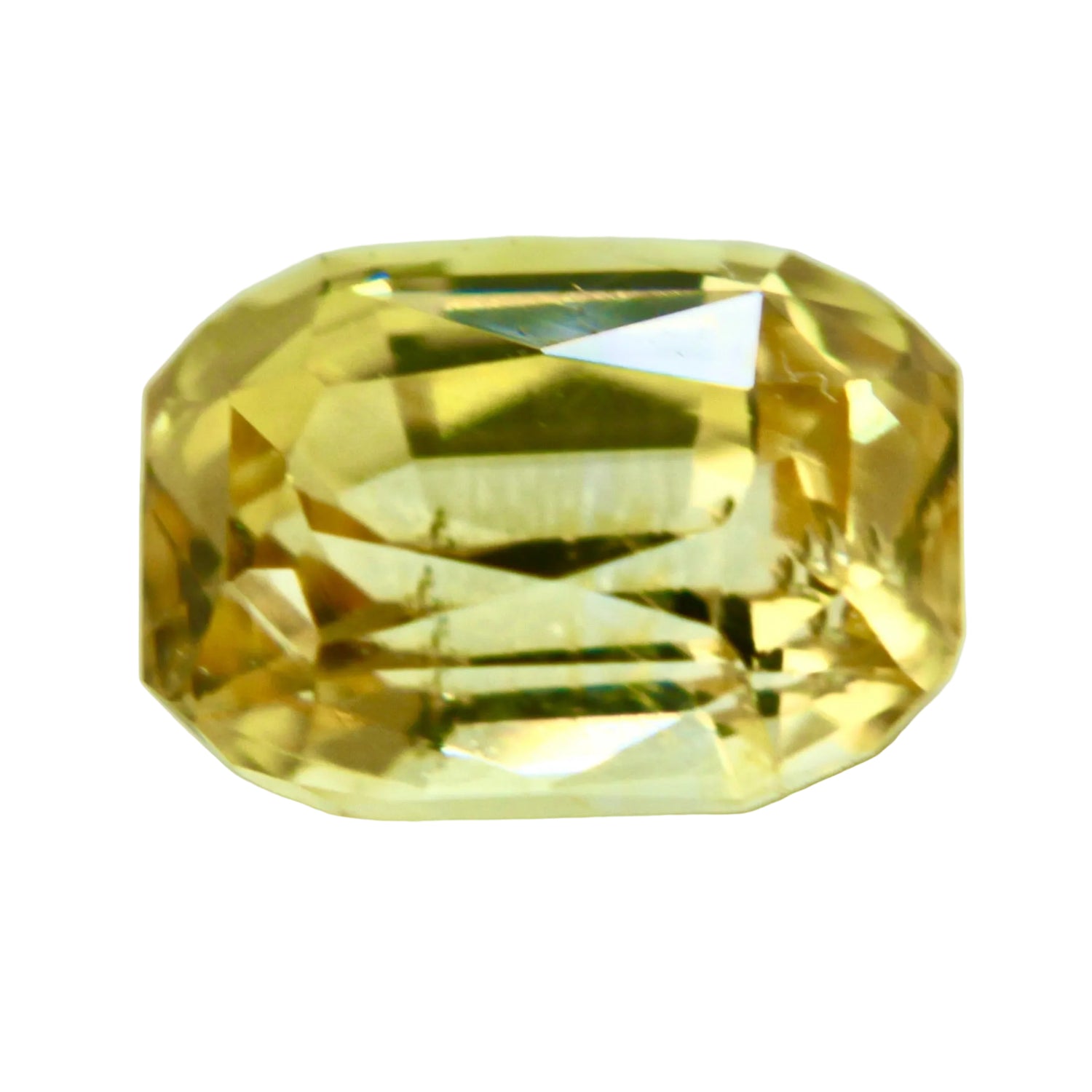 Natural vivid yellow sapphire 1.70 carat emerald cut Ceylon loose gemstone