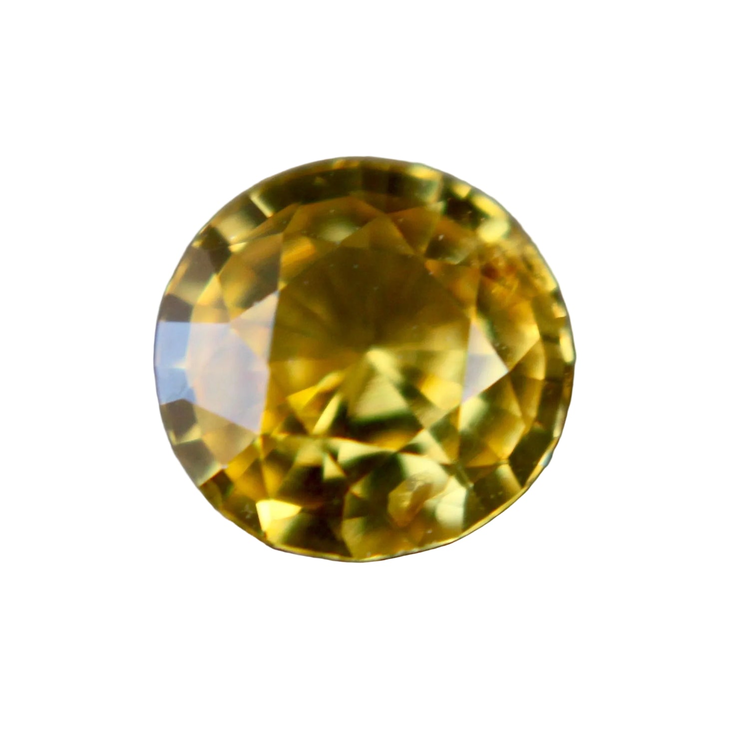 Bright yellow sapphire gemstone round cut earth sourced sapphire