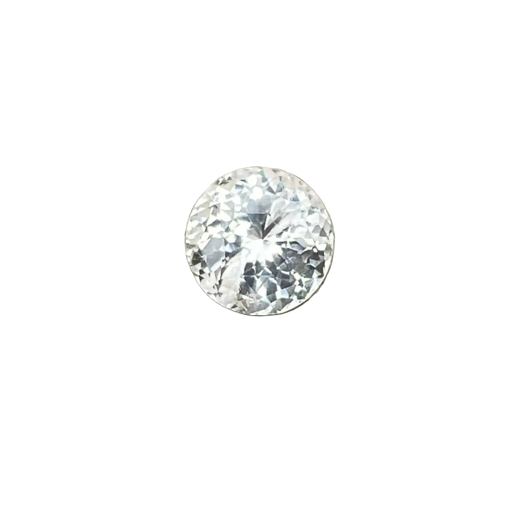 Natural 1.26 carat white Ceylon sapphire in a cushion cut, face-up view