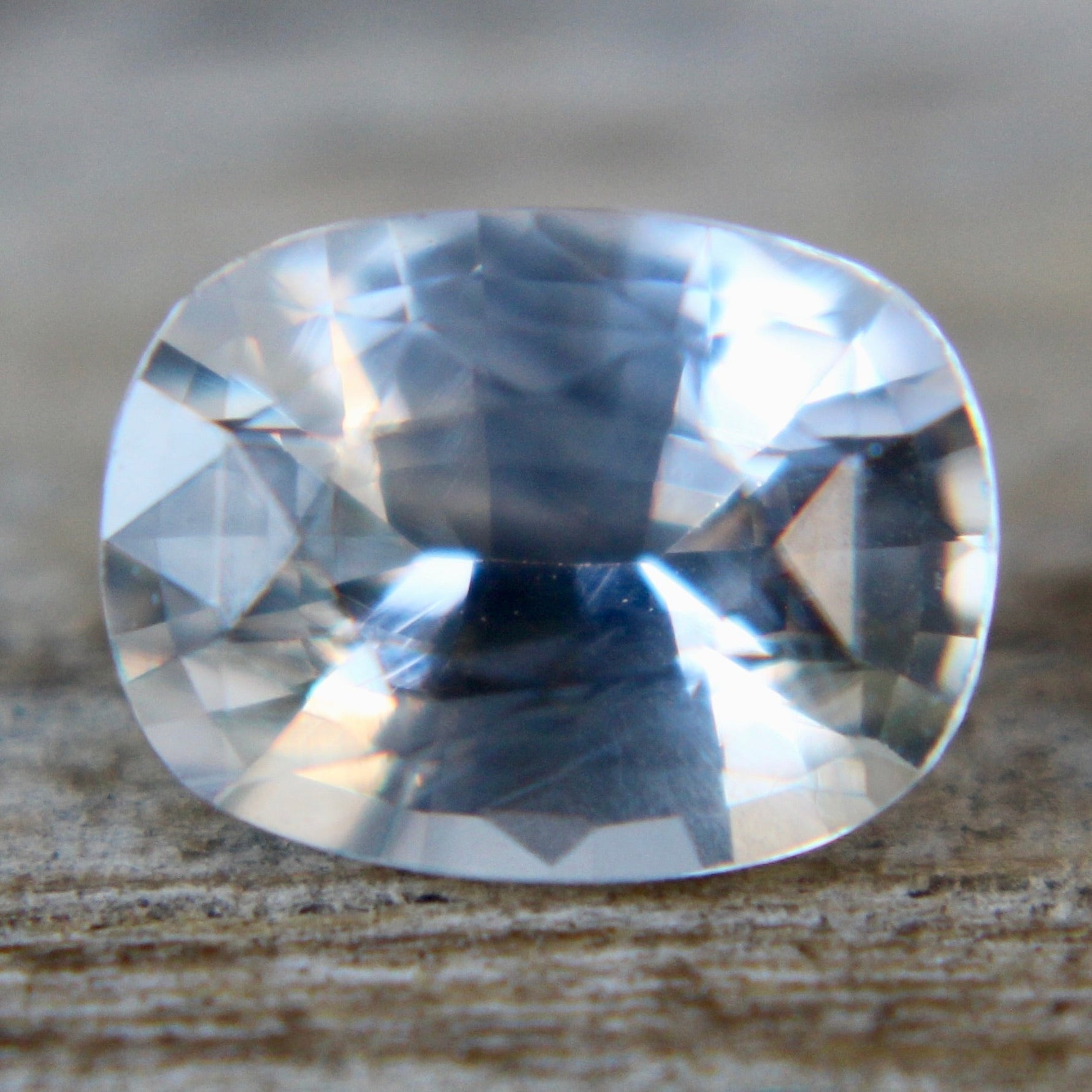 Natural white sapphire side profile showing approximately 3.80 mm depth