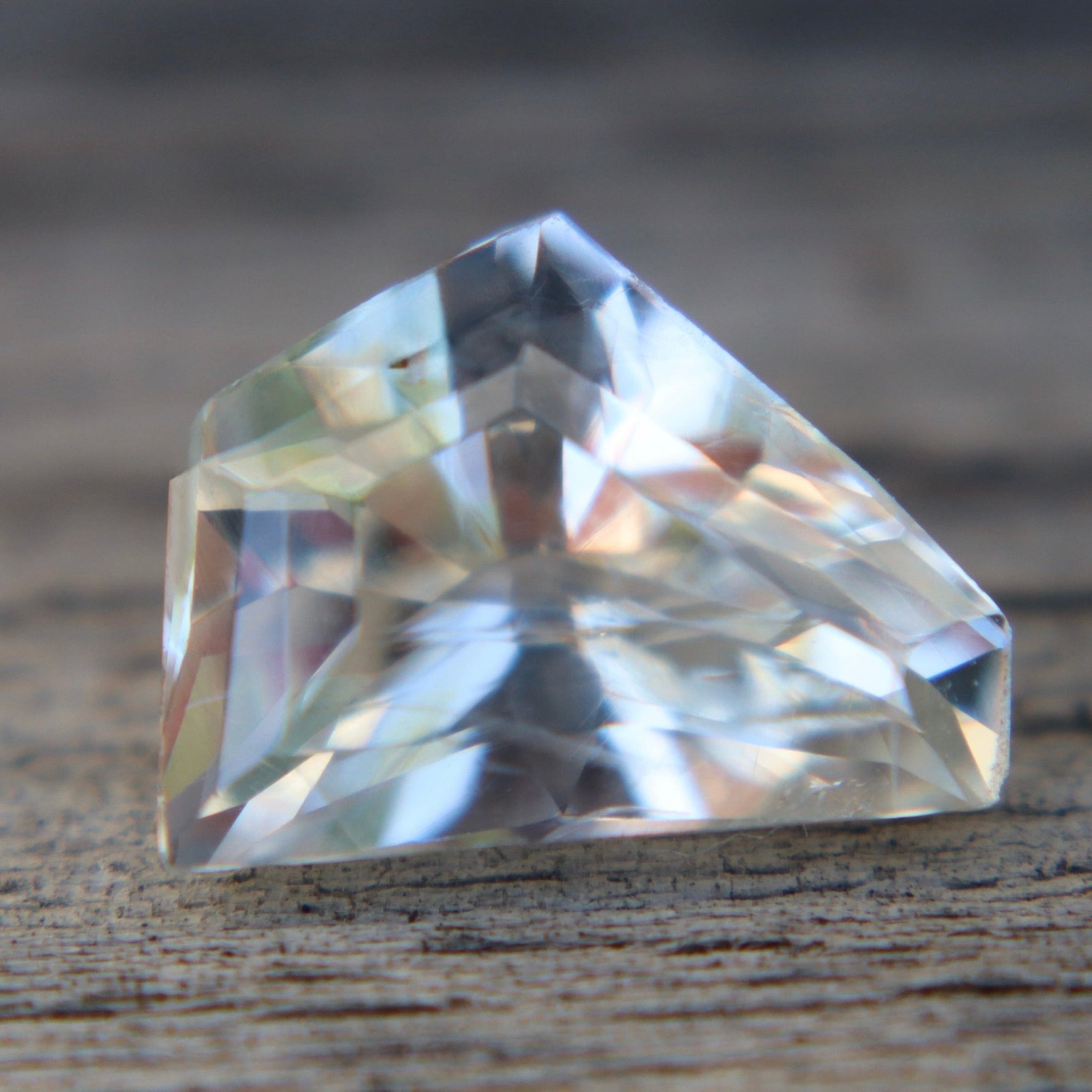 Natural White Sapphire 3.01 Carat Freeform Cut from Ceylon - Sapphirepal