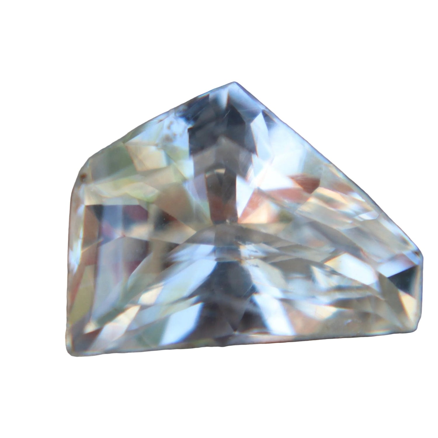 Natural White Sapphire 3.01 Carat Freeform Cut from Ceylon - Sapphirepal