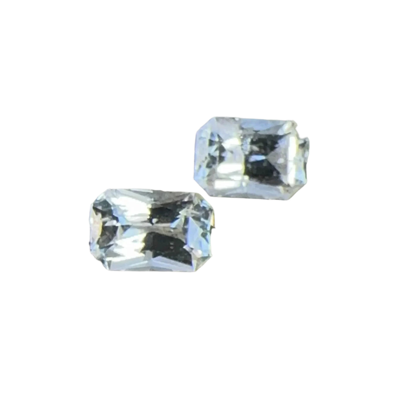 Natural White Sapphire Pair 1.10 Carat – Emerald Cut | Ceylon Sourced | Ethical Gems for Earrings

