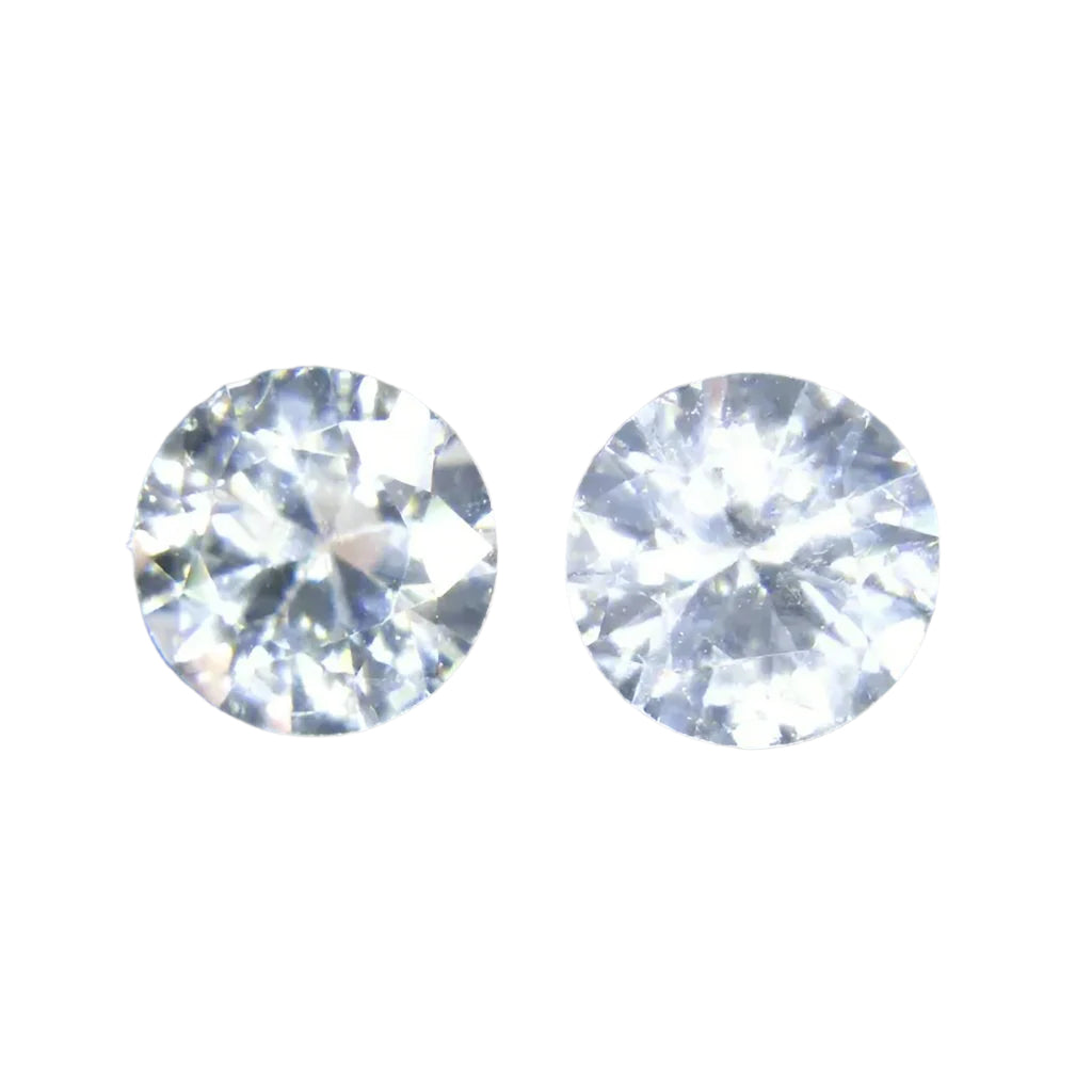 Natural White Sapphire Pair – 5.00 mm Round Cut