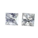 Natural White Sapphire Pair - Princess Cut 0.75 Carat Ceylon Gemstones for Earrings