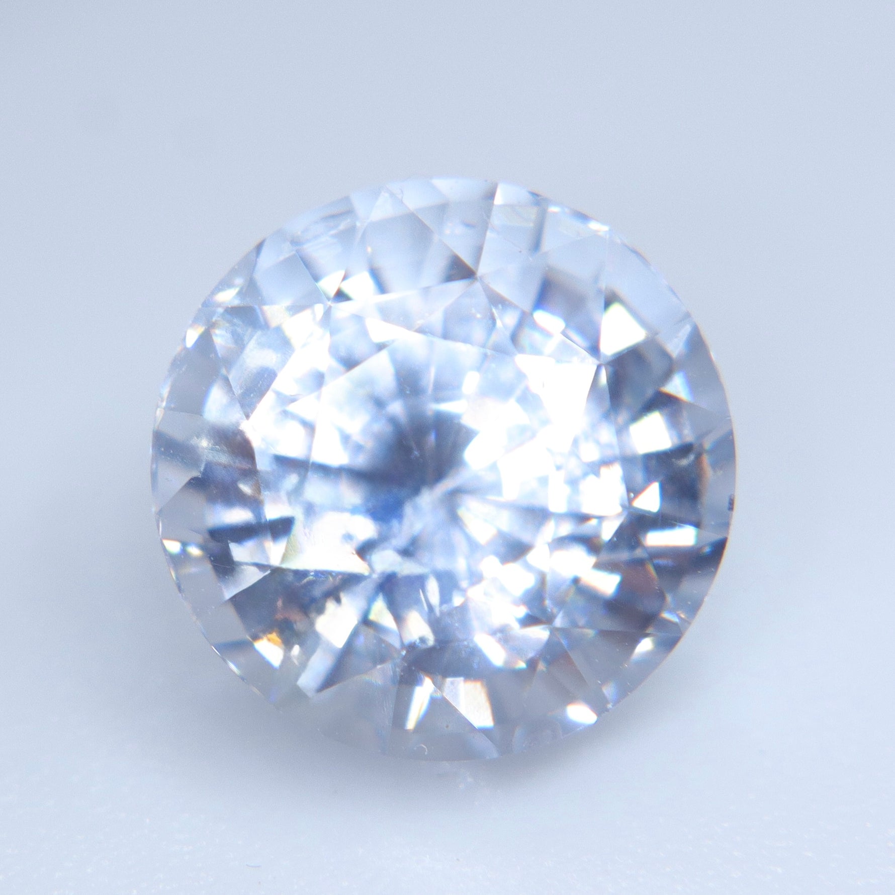 Pavilion view of VS clarity natural white sapphire from Ceylon