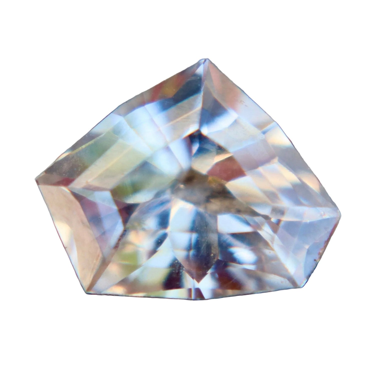 Natural White Sapphire with Soft Peach Undertone 1.85 Carat Freeform Cut from Ceylon - Sapphirepal