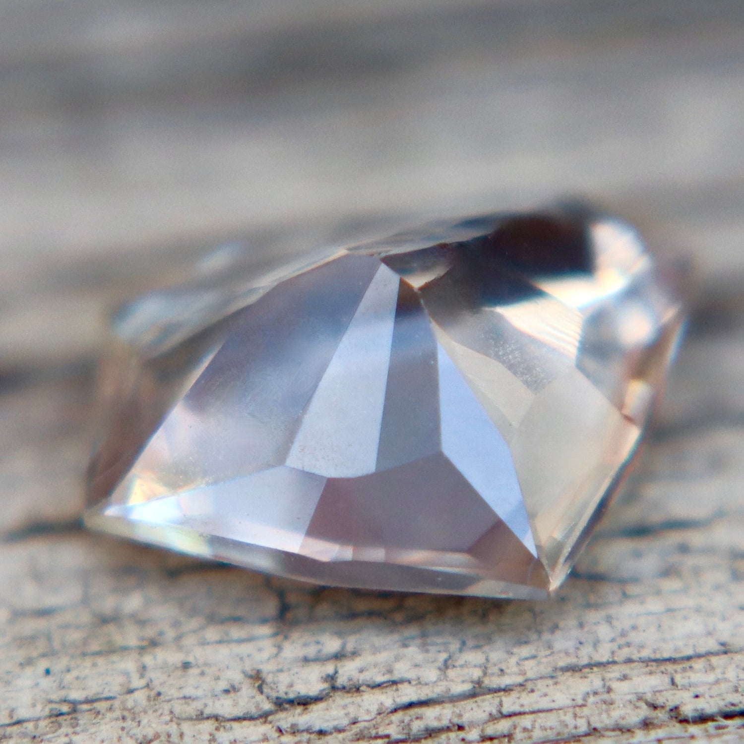 Natural White Sapphire with Soft Peach Undertone 1.85 Carat Freeform Cut from Ceylon - Sapphirepal