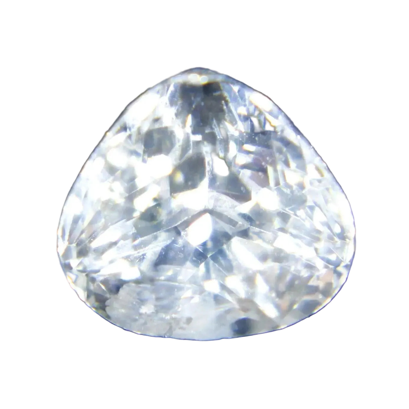 Natural unheated white sapphire 0.74 carat trillion cut loose gemstone from Ceylon
