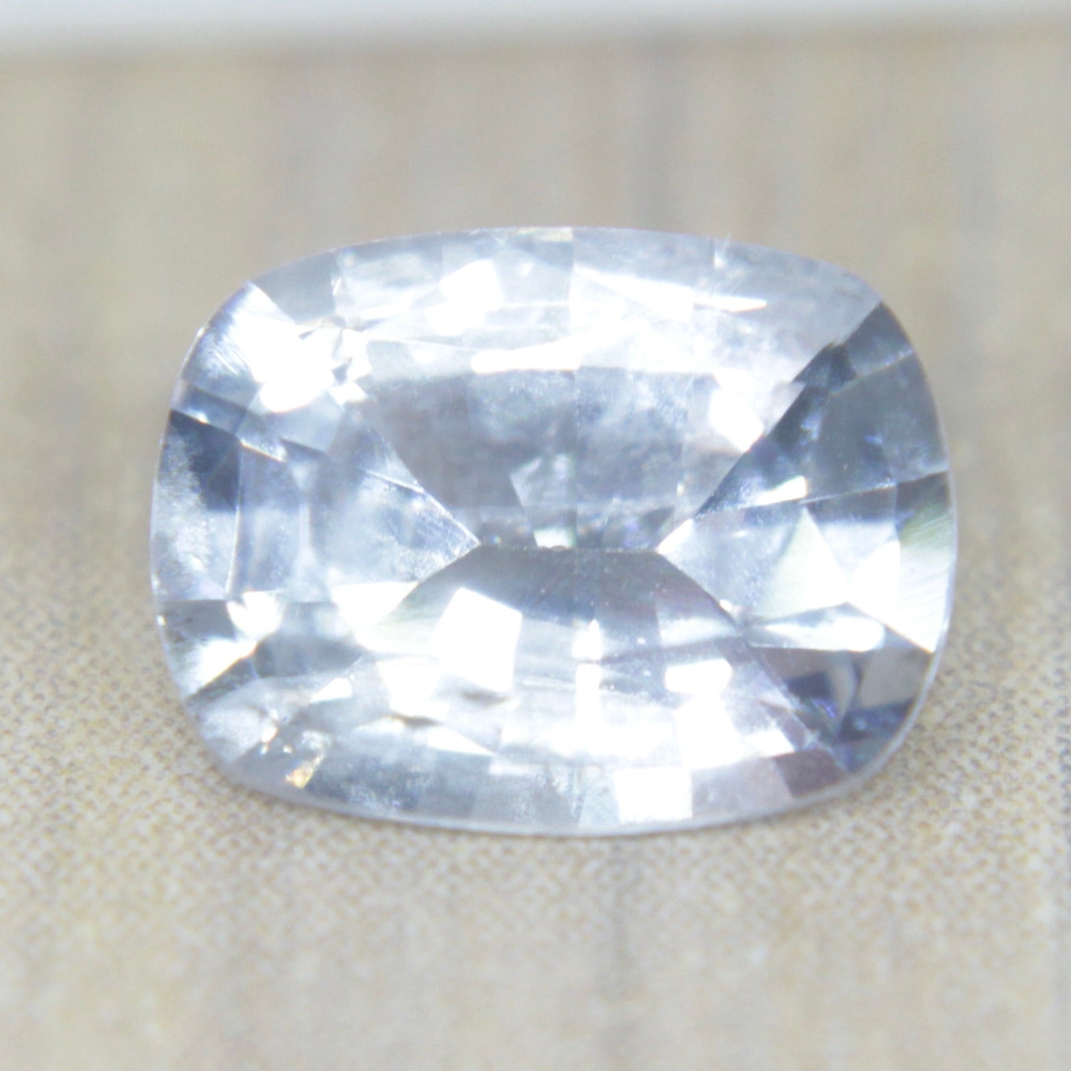 Bright Ceylon white corundum with lively scintillation