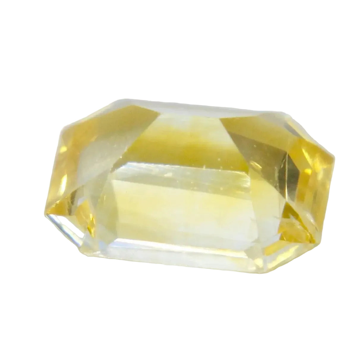 Ceylon yellow sapphire 0.90 carat emerald cut faceted gemstone heated – cut and polished sapphire stone