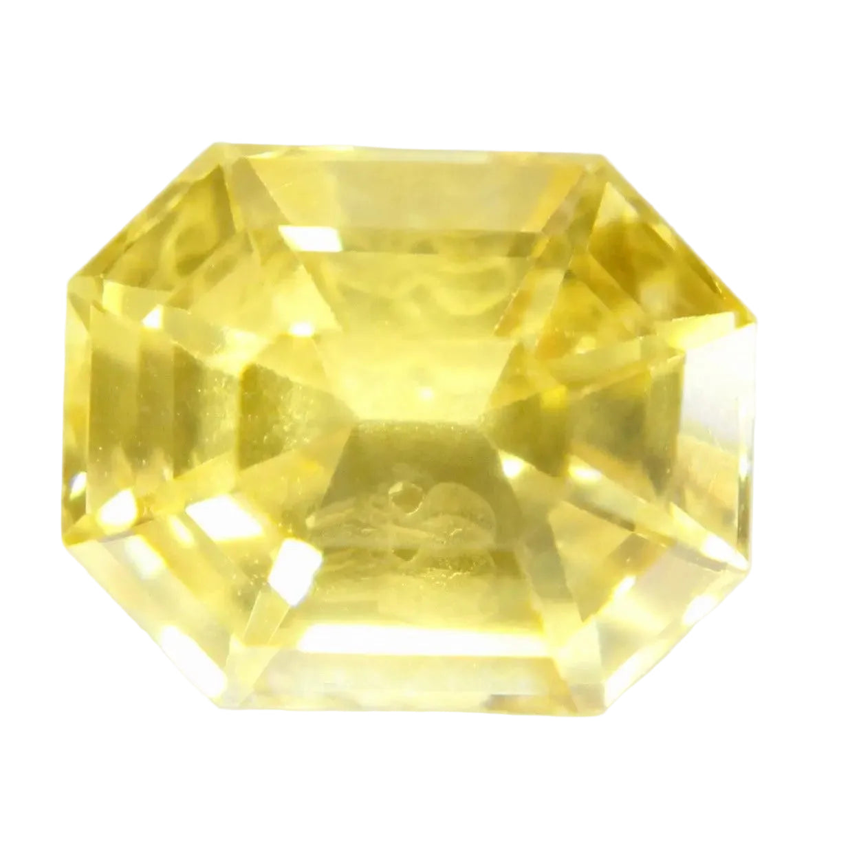 Natural Ceylon yellow sapphire 0.58 carat emerald cut loose gemstone