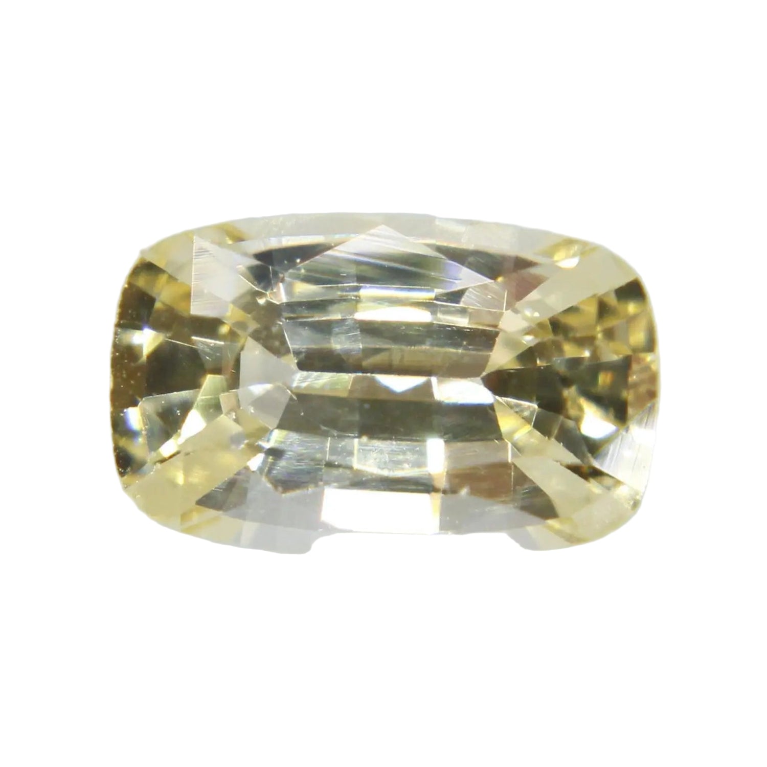 0.80 ct natural yellow sapphire, Ceylon origin, cushion 6.76 × 4.20 × 2.95 mm, VS clarity, unheated