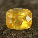 Natural yellow sapphire showing facets and golden hue — loose gemstone