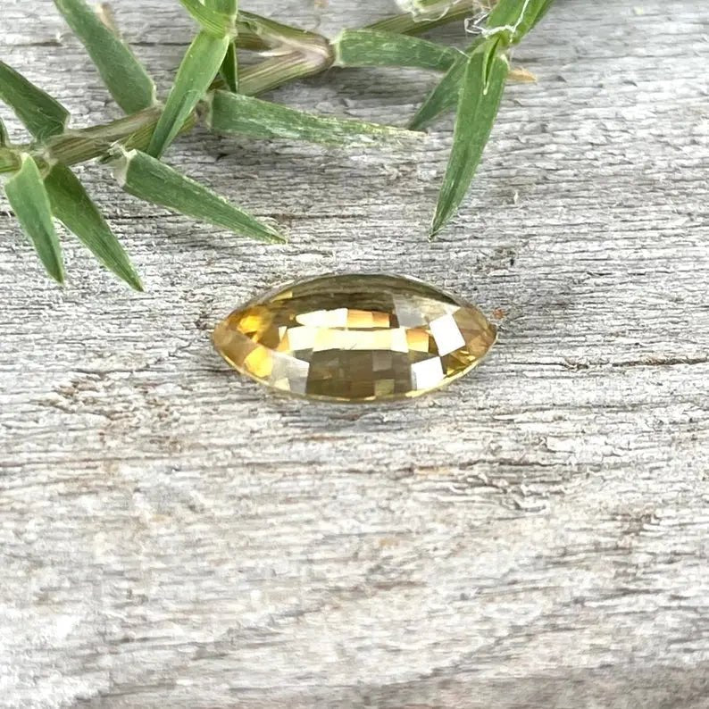 Earth sourced Yellow Zircon marquise cut gemstone Australia