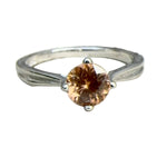 0.90 ct natural zircon ring in sterling silver, round cut unheated Ceylon – Sapphire Pal