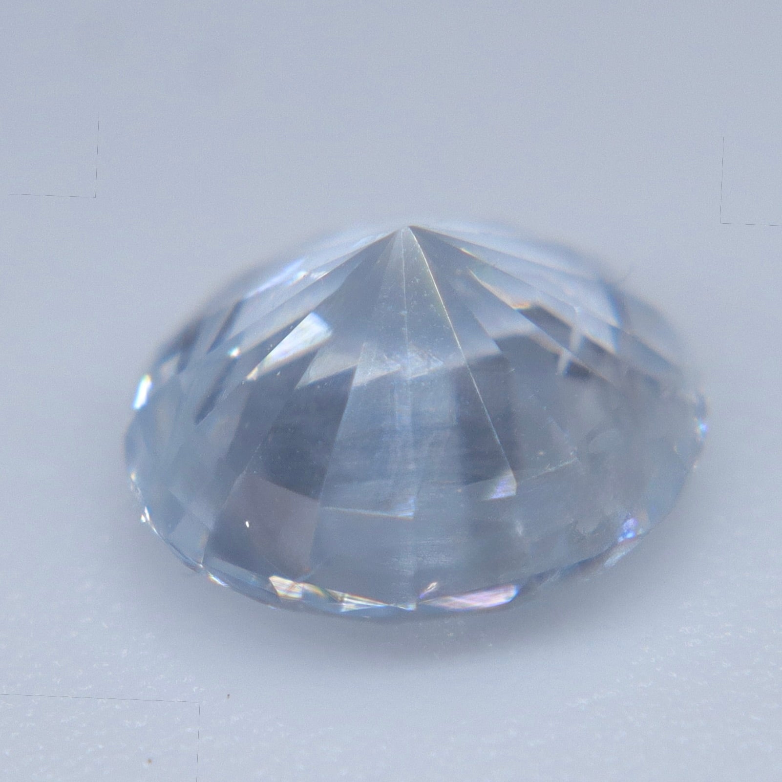 Face-up view of a 6.60 mm round natural white sapphire from Sri Lanka