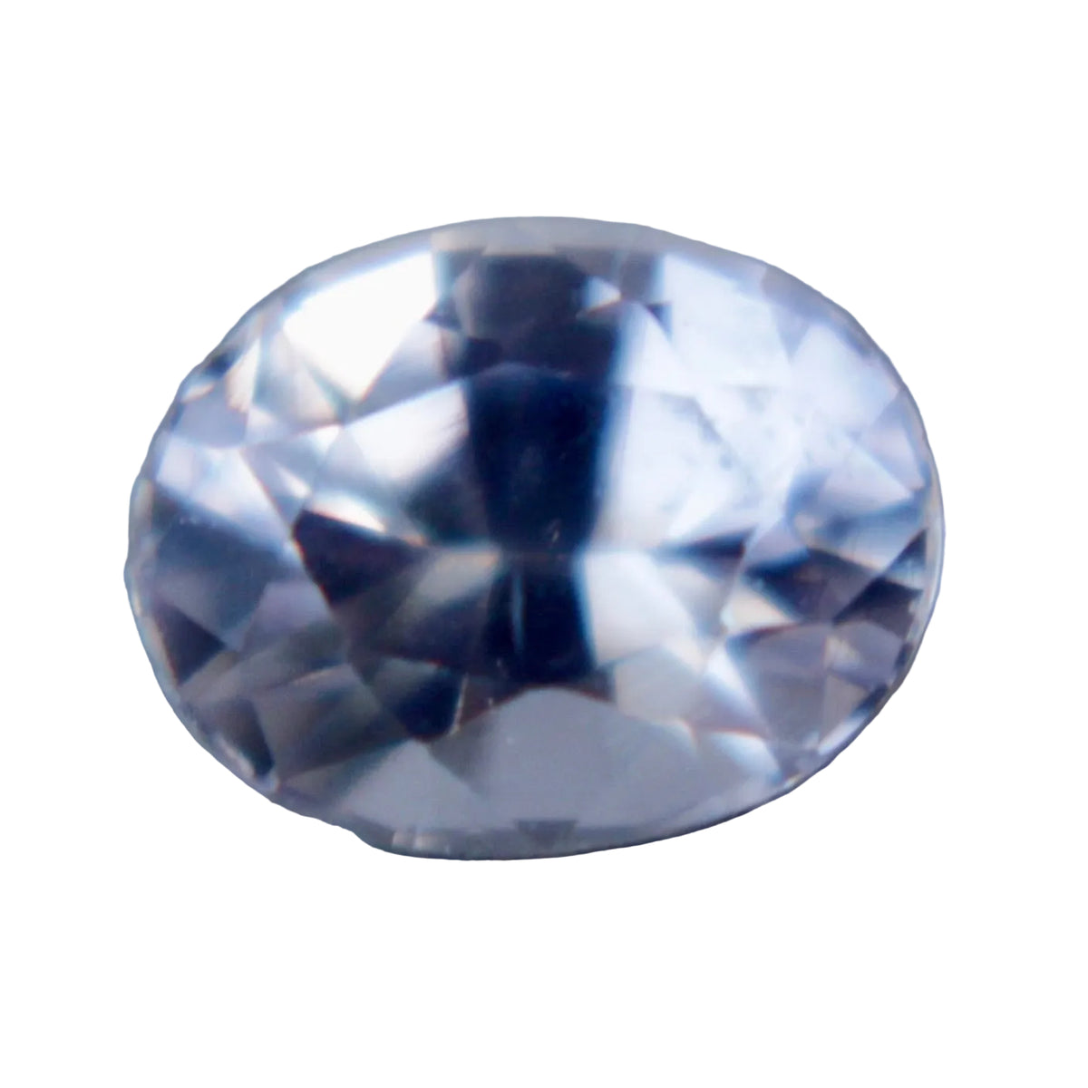 Face-up view of a 0.66 carat pale purple emerald-cut sapphire