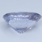 Side view of a 10.13 mm oval pale purple sapphire from Sri Lanka