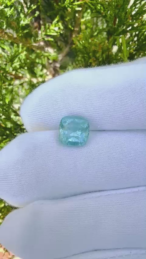 Natural Aquamarine 4.75ct Cushion Cut Loose Gemstone Salt and Pepper Included Unheated Earth Sourced