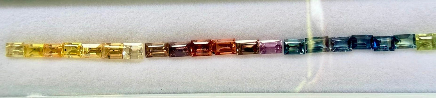 Rainbow Sapphire Baguette Set ~5 Carat Natural Colored Loose Gemstones 3.5x2.5mm - Sapphirepal