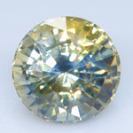VS clarity blue yellow sapphire in a brilliant round faceted cut