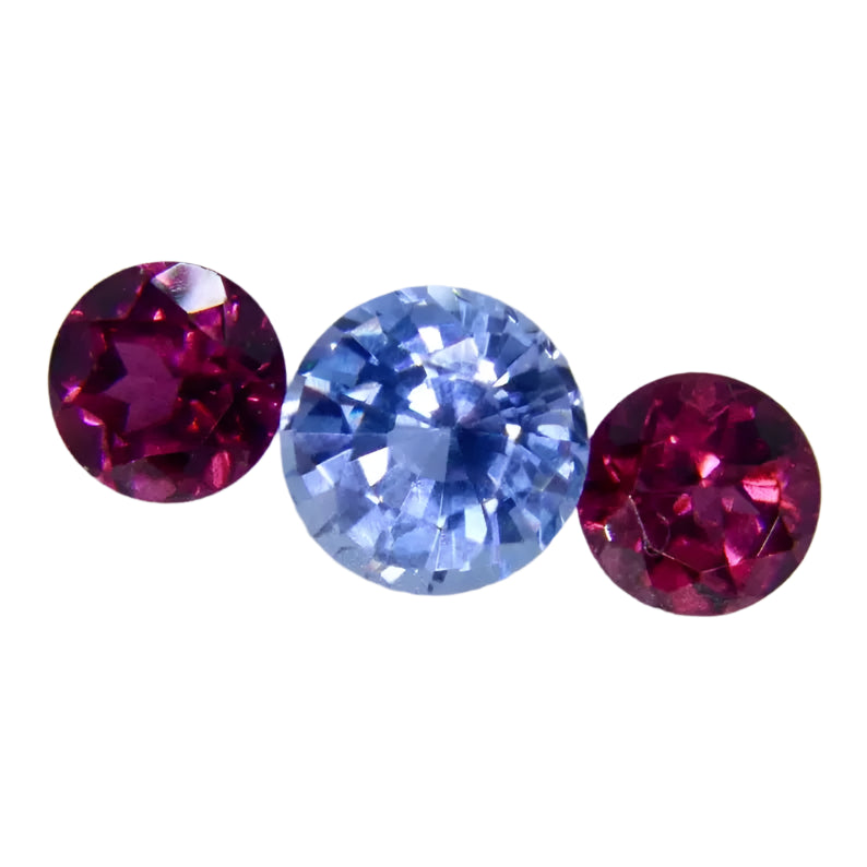 Ceylon Sapphire & Garnet Set – 1.00ct Round Cut | Sapphire Pal