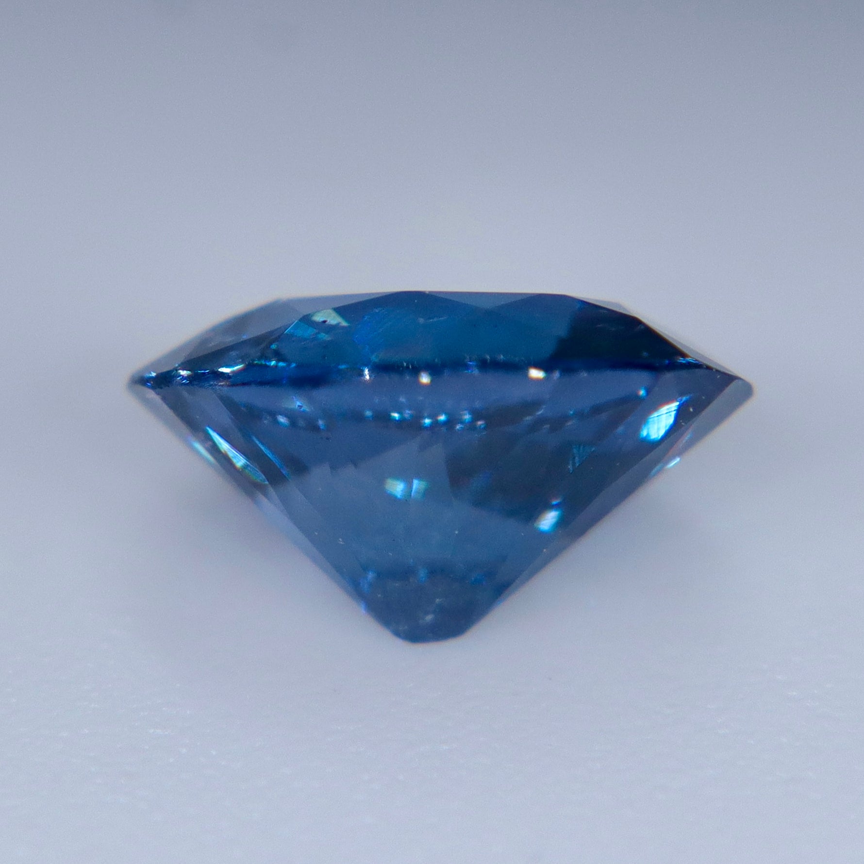 Angled view of the untreated 1.35 carat Ceylon cobalt blue spinel