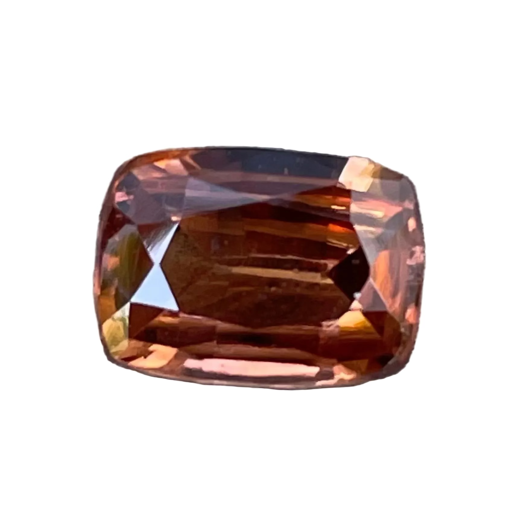 Natural brown Ceylon zircon in a cushion cut, 3.08 carats